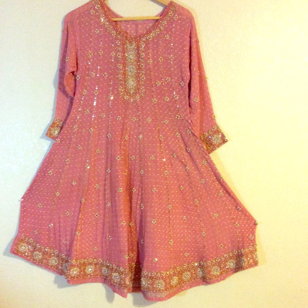 Rose pink Anarkali Bollywood Pakistani Afghan